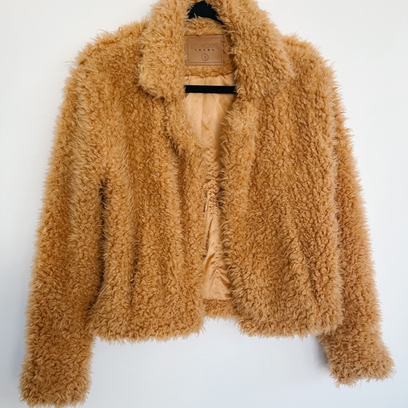 EUC BlankNYC Sahara Brown Faux Fur Teddy Jacket Coat Size Small - Picture 5 of 7